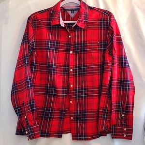 Tommy Hilfiger Plaid Button Down Top XXL EUC
